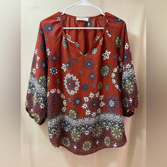 ⚫️ BOGO Renee C Floral Patterned Colourful Bohemian Blouse Size Medium - Picture 1 of 7